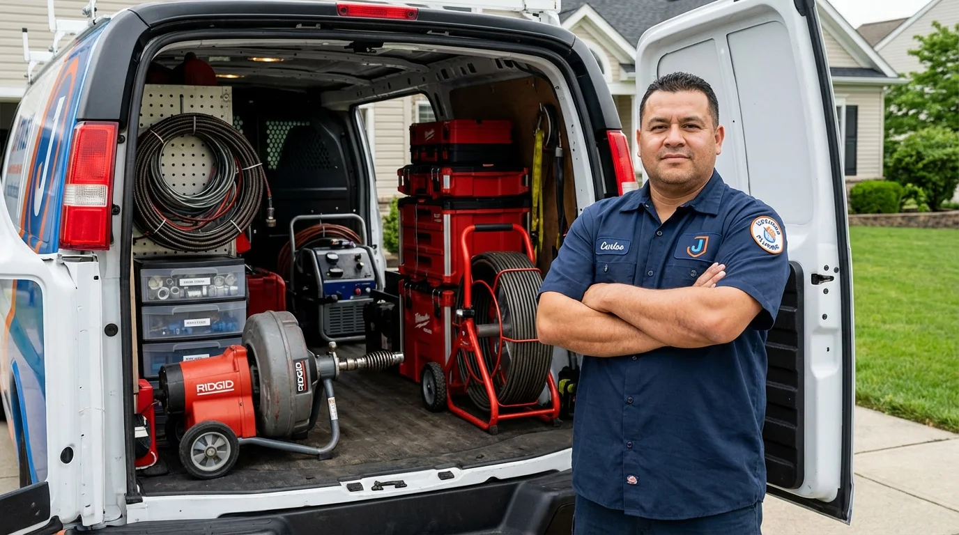 Professional drain cleaning equipment and Johns Plumbing LLC plumber in Holly Ridge