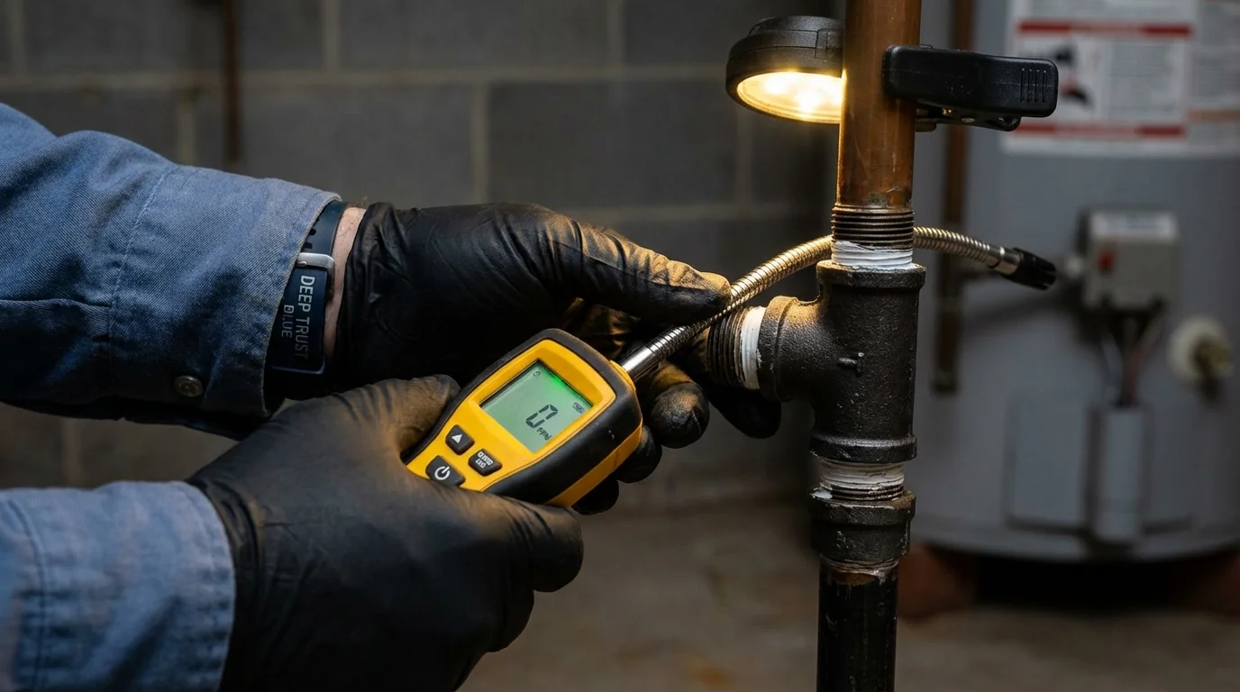 Gas leak detection with electronic sniffer by Johns Plumbing LLC in Holly Ridge