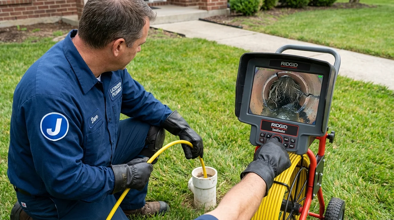 Sewer camera inspection being performed by Johns Plumbing LLC in Holly Ridge