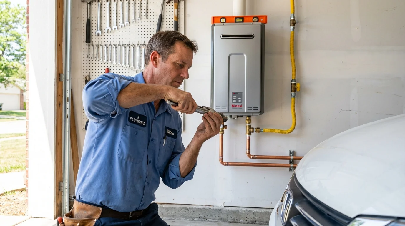 Tankless water heater installation by a Johns Plumbing LLC plumber in Holly Ridge